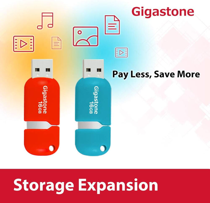 Gigastone V10 16GB 2er-Pack USB 2.0 Flash-Laufwerk, Einziehbare Tasten für MacBook Laptop, Windows M