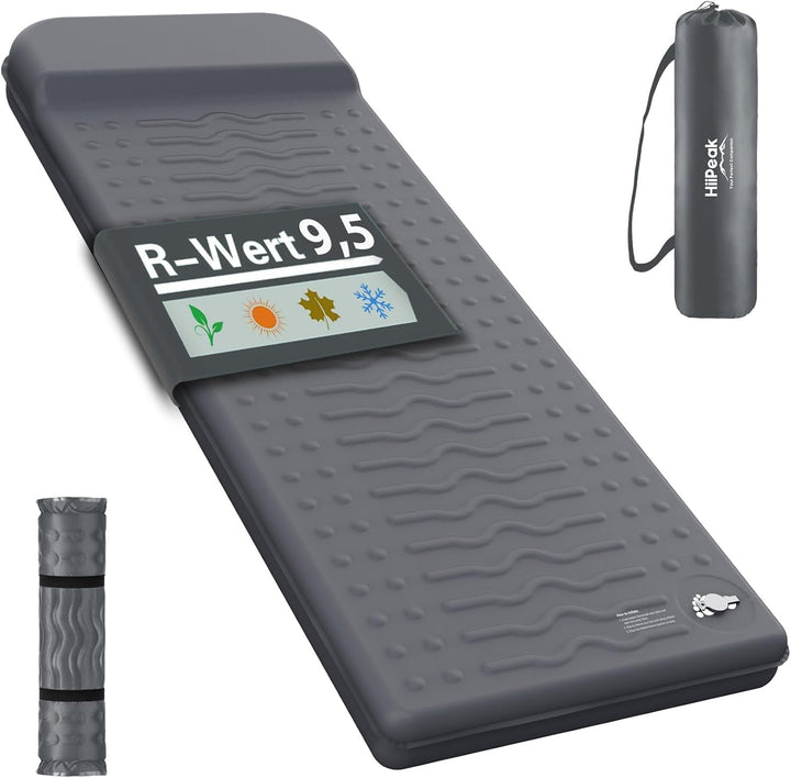 HiiPeak Isomatte R-Wert 9,5 – Extra Thermal Camping Matratze mit Kissen, Isolierte Luftmatratze aus