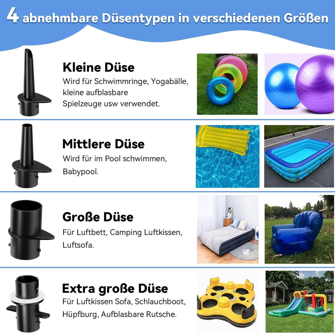 DOBESTS Elektrische Luftpumpe, Elektrische Pumpe mit 4 Düsen für Aufblasbare Air Track Matte, Luftma