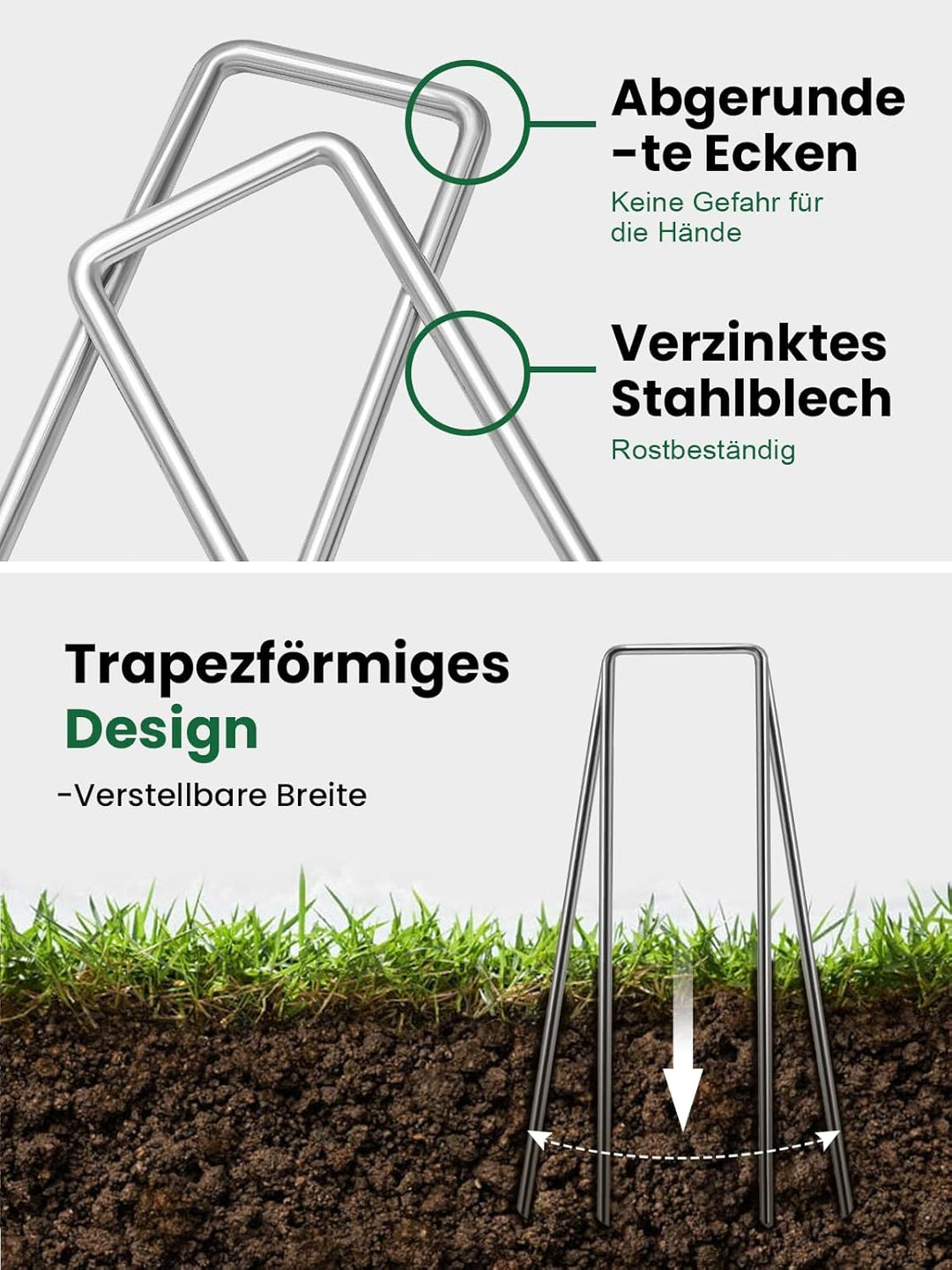 500 Erdanker Bodenanker, 150mm lang, 25mm breit, Ø 3 MM, Anti Rost Verzinkte Befestigungsanker erdnä