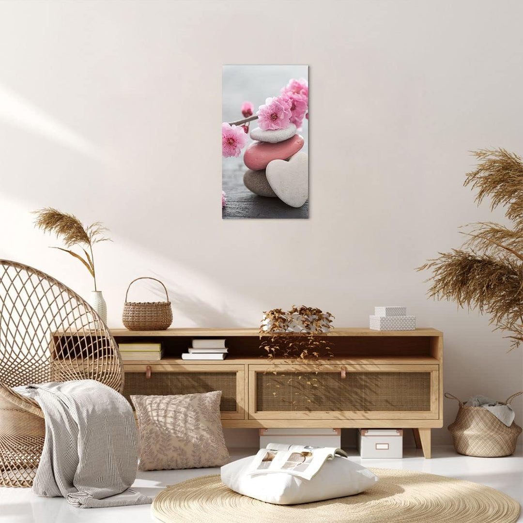 Bilder auf Leinwand Yoga weiblich Blume Gesundheit Leinwandbild mit Rahmen 45x80cm Wandbilder Dekora