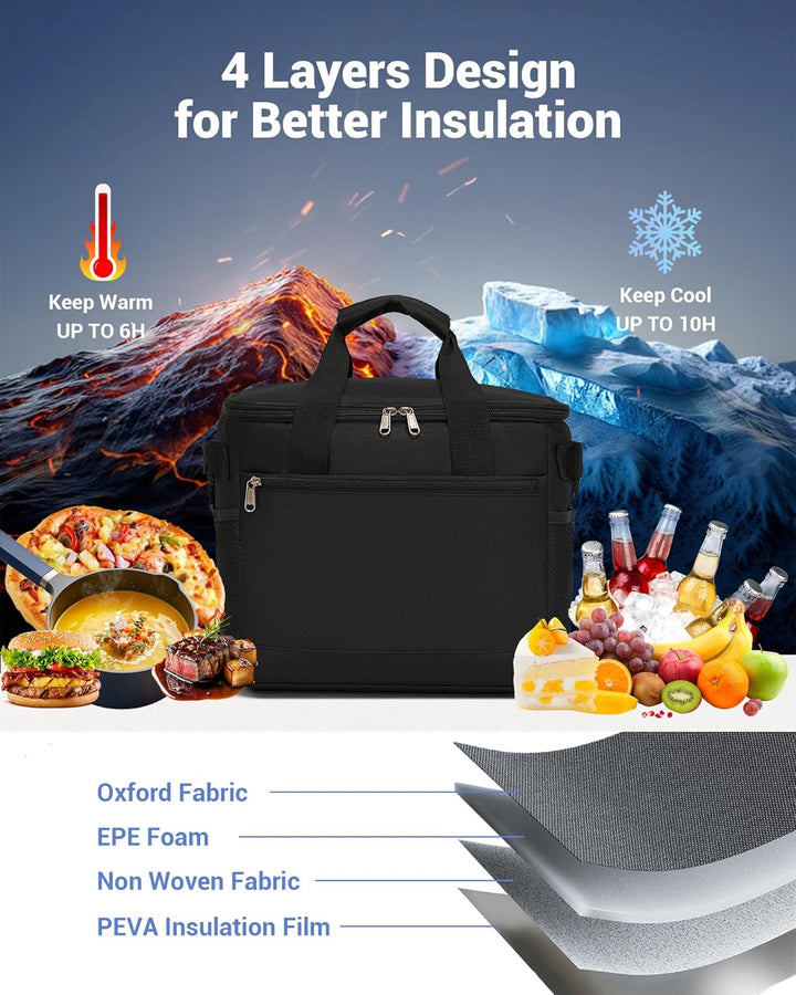 KONO Kühltasche 20L, Grosse Isolierte Lunchtasche Faltbar, Tragbare Thermotasche mit Verstellbarem S