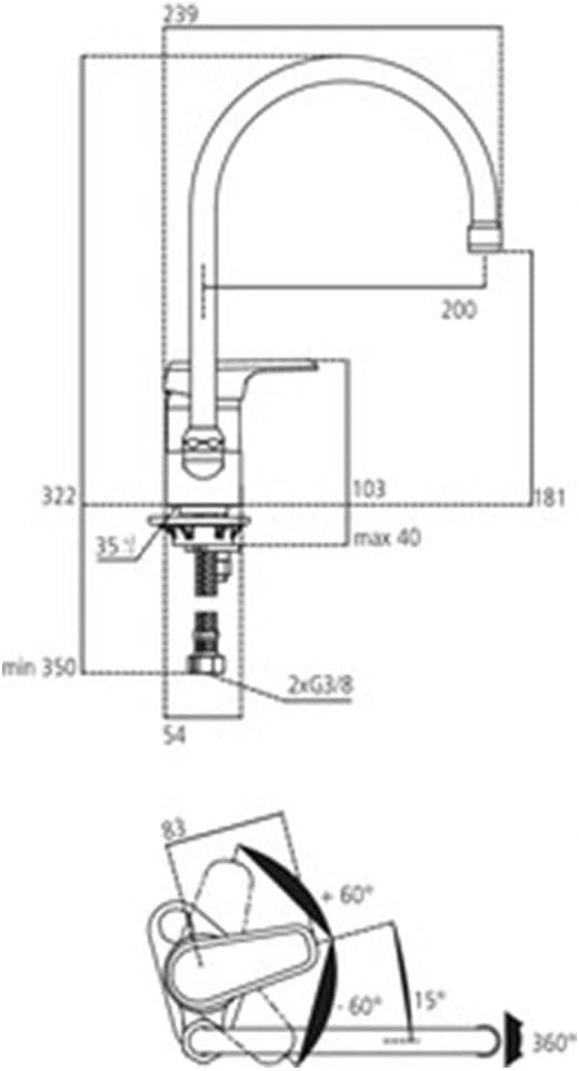 Ideal Standard b0893aa Mischbatterie für Spüle, Einloch Ceraplan 3 JR Schwenkbarer