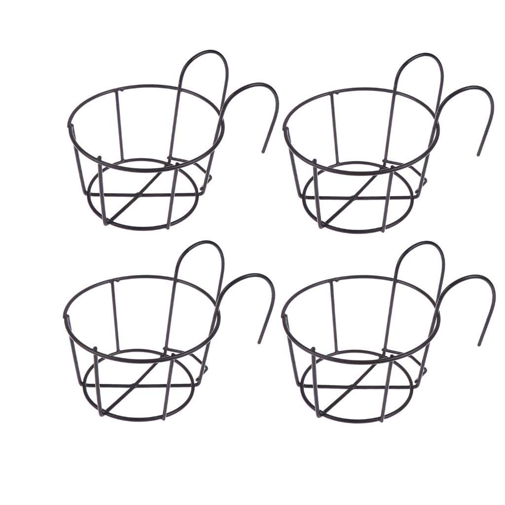 4 Stück hängende Pflanzgefässe Blumentopfhalter Pflanzen Eisen Racks Zaun Metall Topfständer montier