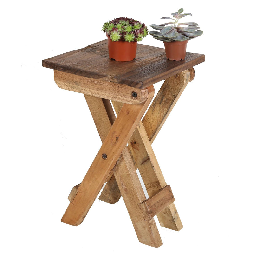 Casa Moro Teak Holz Beistelltisch Leoni Klapphocker Klapptisch Gartenhocker massiv Holzhocker Blumen