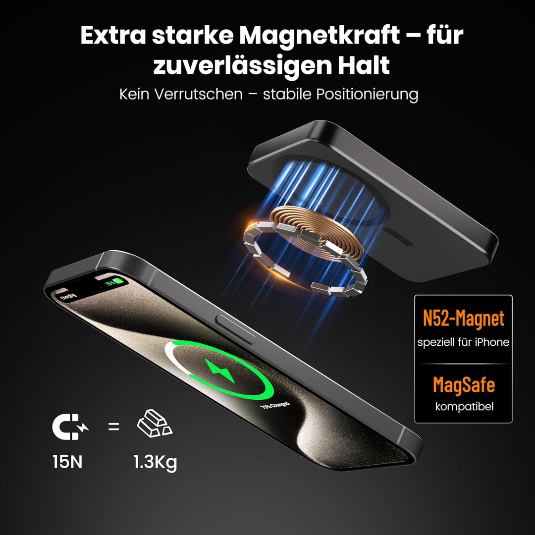Magnetische Powerbank, 10000 mAh, 14 mm, ultradünnes Titan-Design, PD20W, kabelloses tragbares Ladeg