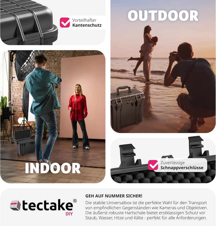 tectake® Universalkoffer, Fotokoffer, 41 x 22 x 34 cm, abschliessbare Box, Kunststoff Hardcase, stos