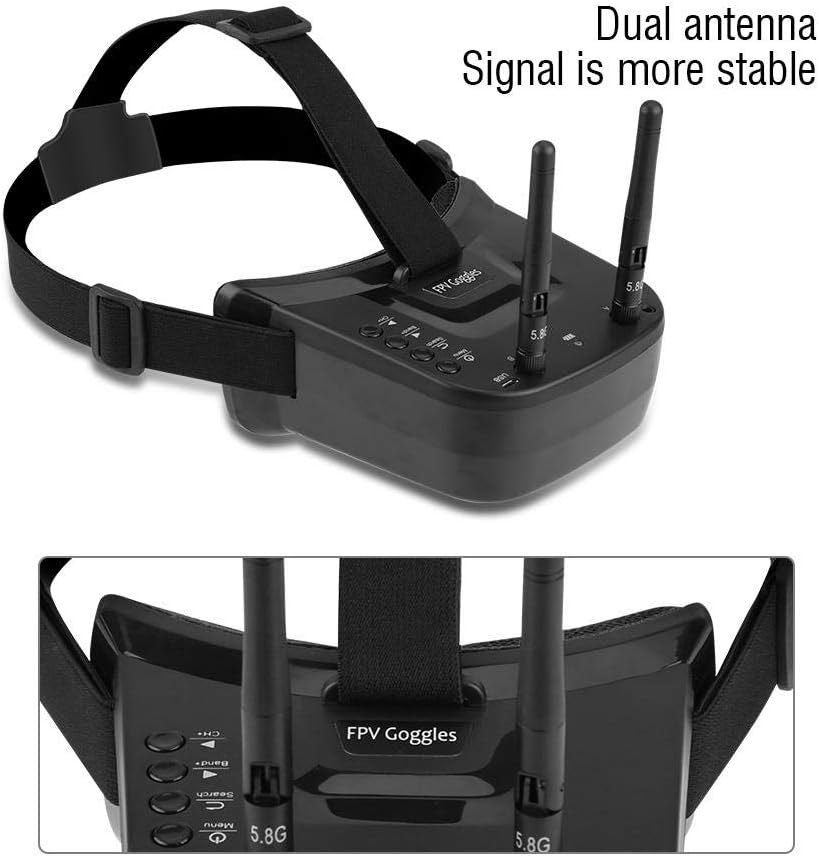 Tonysa 5,8 GHz Mini FPV Brille 3 Zoll 40 Kanal FPV Video Headset Brille 480 * 320 LCD Bildschirm mit