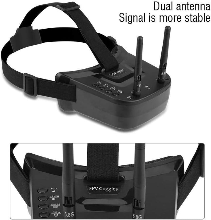 Tonysa 5,8 GHz Mini FPV Brille 3 Zoll 40 Kanal FPV Video Headset Brille 480 * 320 LCD Bildschirm mit