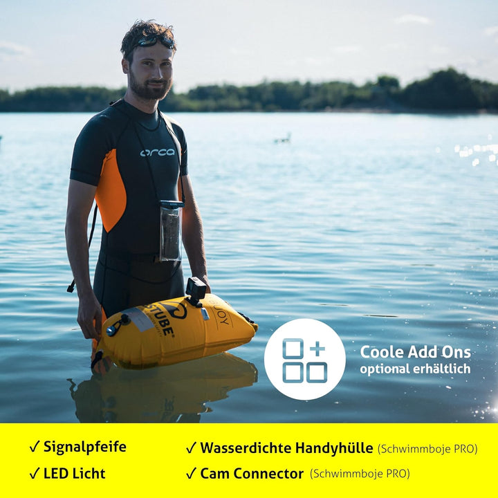 Restube Schwimmboje - Aufblasbare Schwimmhilfe für Schwimmen, Schnorcheln, Triathlon, SUP, Freiwasse