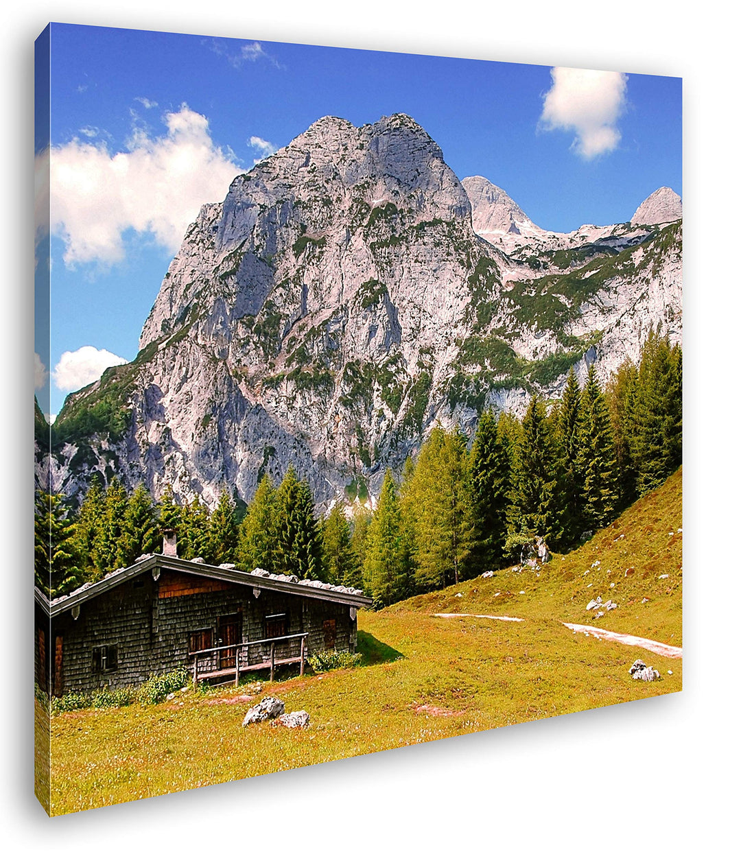 verlassene Hütte in den Bergen Format: 60x60 als Leinwandbild, Motiv fertig gerahmt auf Echtholzrahm