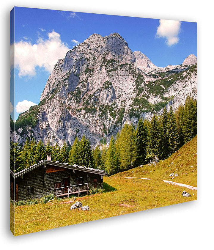 verlassene Hütte in den Bergen Format: 60x60 als Leinwandbild, Motiv fertig gerahmt auf Echtholzrahm