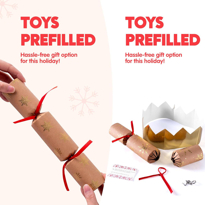 JOYIN 12er-Pack Weihnachts-Partygeschenke ohne Druckknopf Party-Tischgeschenk aus Kraftpapier mit Sc