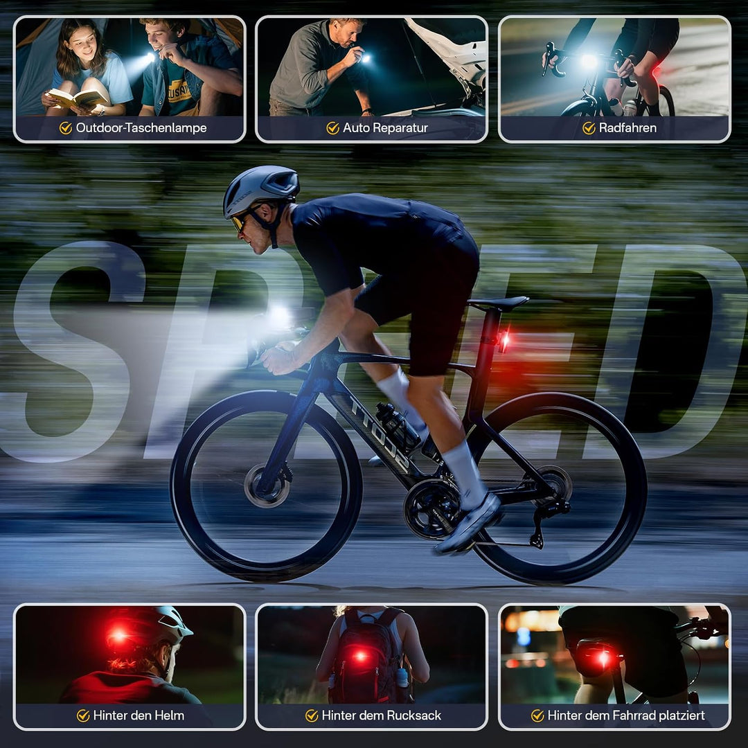 Fahrradlicht Set lichtsensor,Smart Rücklicht mit Bremslicht,Sensor Fahrradlicht StVZO Zugelassen,Int