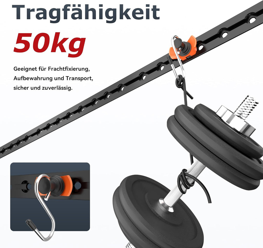 Airlineschiene Zubehör 6 Stück, Single Endbeschlag Airlineschiene Fitting Haken 50 kg Tragfähigkeit,
