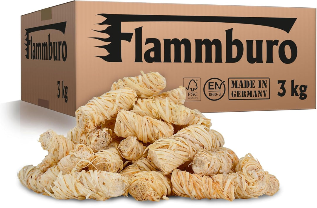 FLAMMBURO (3kg = ca. 240 Stück Anzündwolle für Kamin, Ofen und Grill – Ökologischer Holzanzünder, Ka
