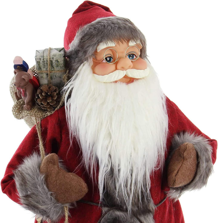 khevga Weihnachtsmann Deko Figur Deko Nikolaus gross (rot/grauer Mantel, 61cm), Rot/Grauer Mantel 61