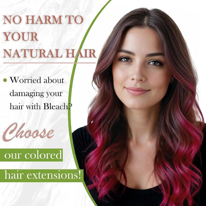 RUNATURE Pink Microring Echthaar Extensions 45cm Menschlich Haarextensions Microring 25 Strähnen Pin