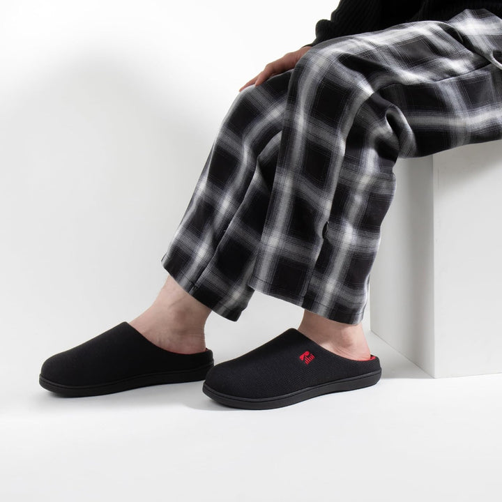 RockDove Herren Original Zweifarbige Hausschuhe mit Rückstellschaum 42/43 EU Schwarz und Rot, 42/43