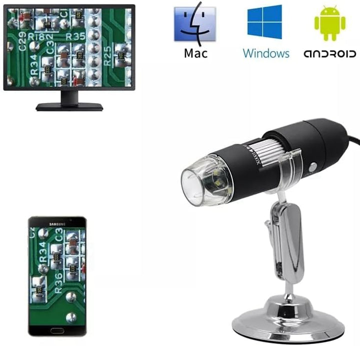 KALEA-INFORMATIQUE Digitales Mikroskop für PC Mac oder Smartphone 1- bis 1600-fache Vergrösserung. M