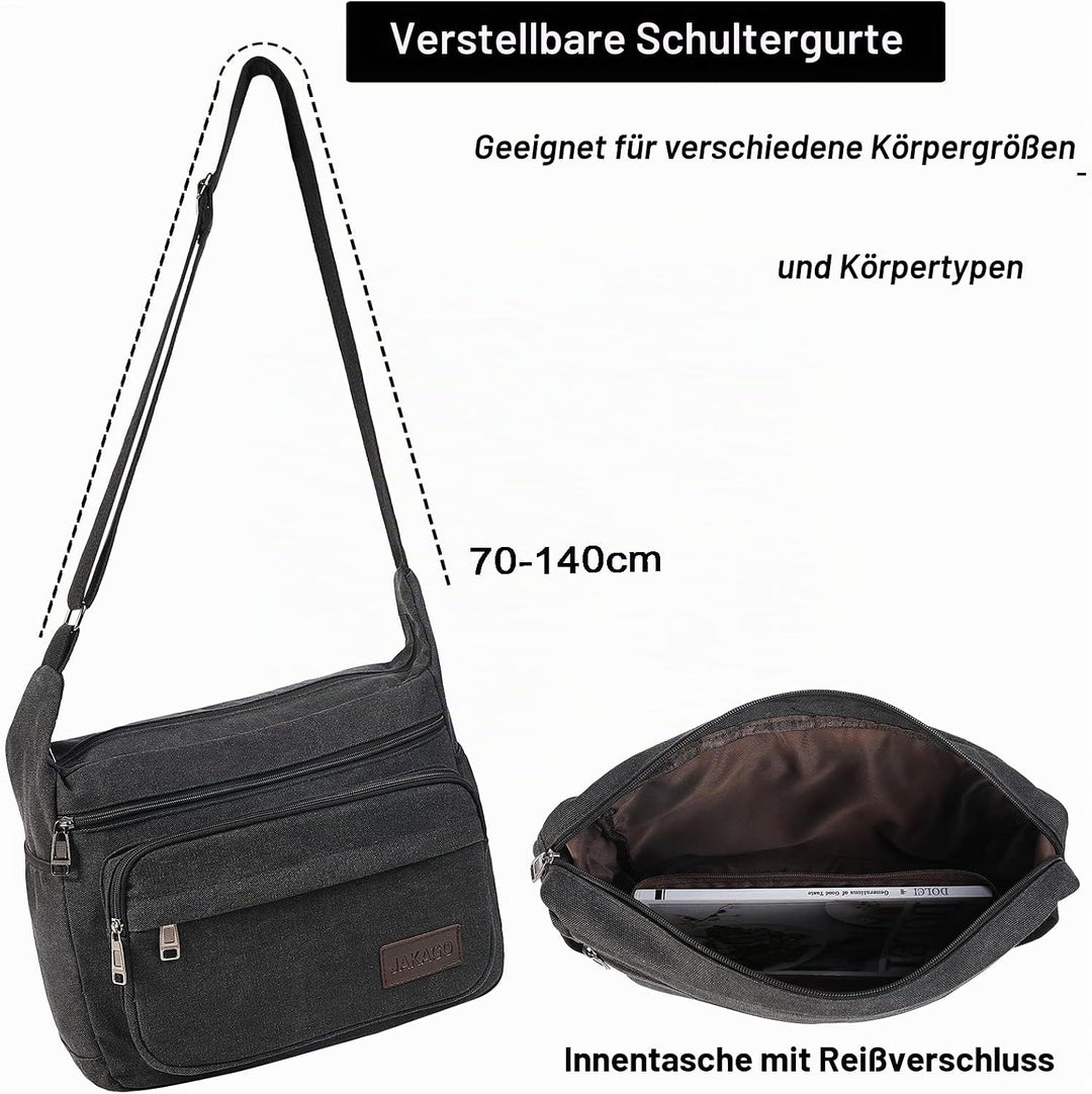 JAKAGO Wasserdichte Umhängetasche Herren,Multi-Tasche aus Segeltuch 15 Zoll Messenger Bag Arbeit Tas