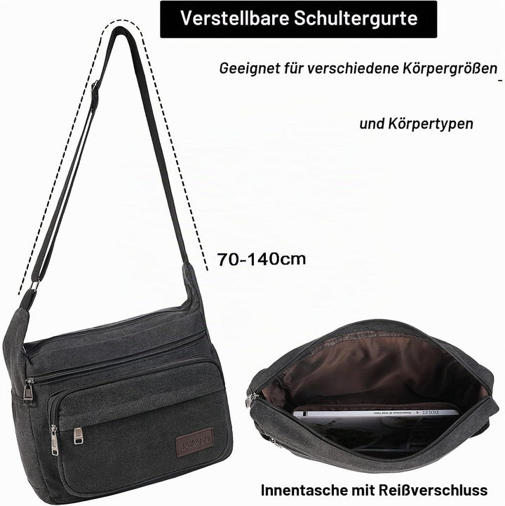 JAKAGO Wasserdichte Umhängetasche Herren,Multi-Tasche aus Segeltuch 15 Zoll Messenger Bag Arbeit Tas