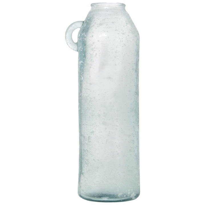 DRW Bodenvase aus recyceltem Glas, Weiss, 14 x 16 x 45 cm