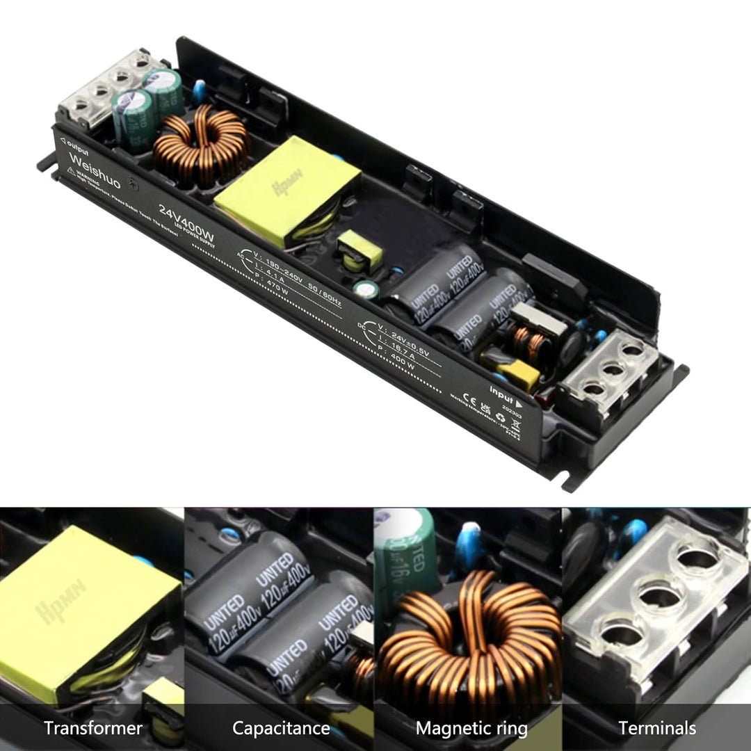LED Trafo 24V 400W 16.7A IP20 LED Transformator AC 220V auf DC 24 Volt Konstante Spannung Schlankes