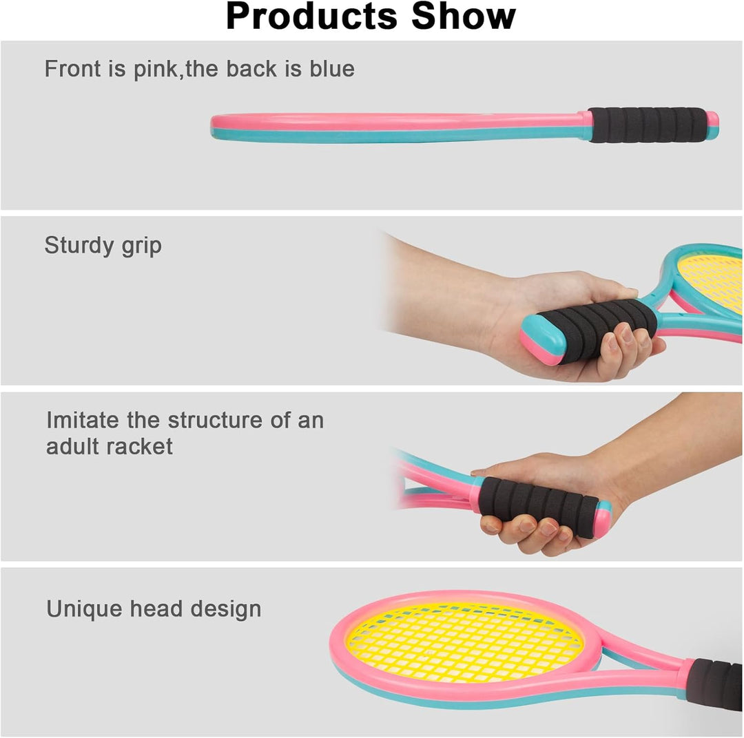 Kinder Tennisschläger Set mit Tasche – 2-in-1 Tennisschläger & Badmintonschläger, 4 Schaumbälle + 6