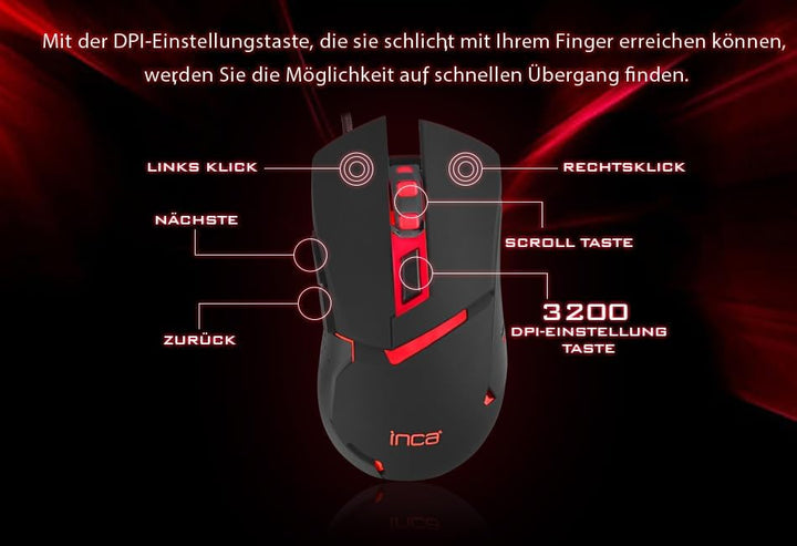 INCA Gaming Tastatur IKG-448 inkl. Maus, RGB, dt. Layout