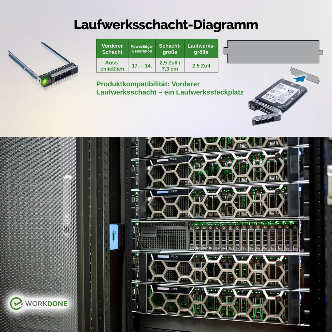 WorkDone 4er Pack - 2,5-Zoll Hard Drive Caddy Tray - kompatibel für Dell PowerEdge Server und XC-Ser