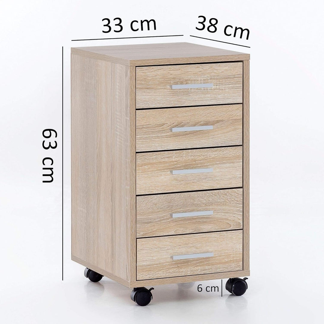 Schubladenschrank ITTER Holz: 5 Schubladen, Rollen, melaminharzbeschichtet - KADIMA DESIGN. Farbe: B