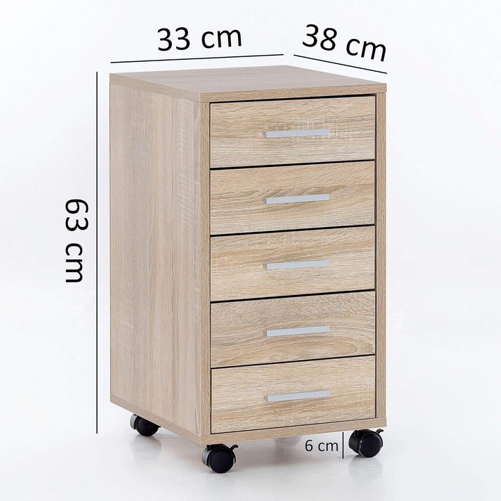 Schubladenschrank ITTER Holz: 5 Schubladen, Rollen, melaminharzbeschichtet - KADIMA DESIGN. Farbe: B