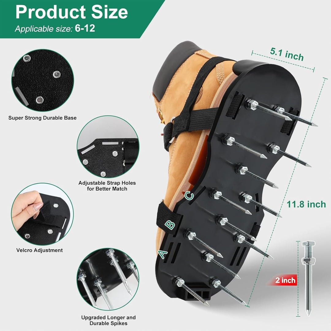 Rasenbelüfter Schuhe mit 50MM Stahldornen, Rasenlüfter Nagelschuhe mit Verstellbaren Klettverschlüss