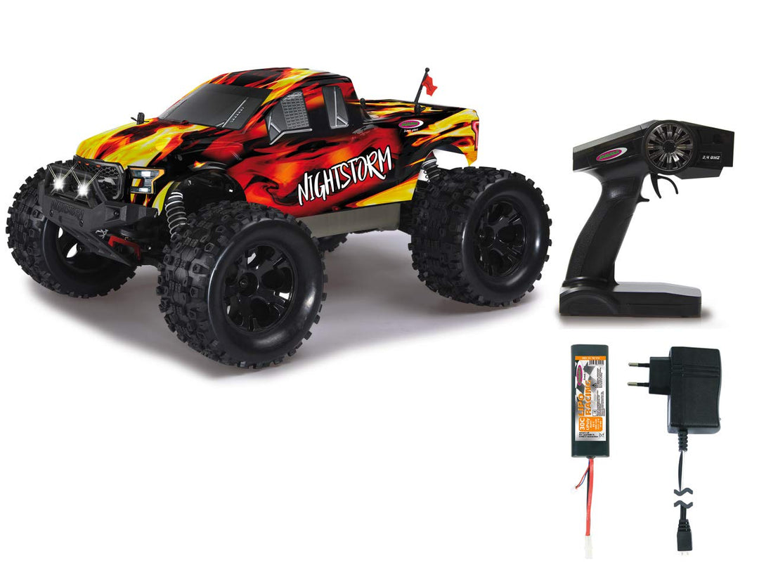 JAMARA 059737 - Nightstorm Monstertruck 1:10 BL 4WD Lipo 2,4GHz LED - Brushless Motor 3200KV, Regler