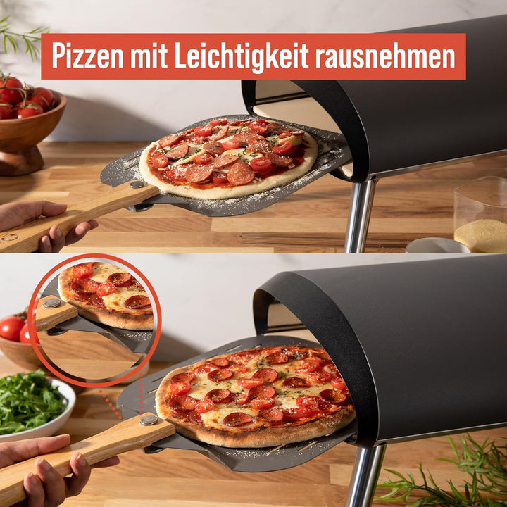 Chef Pomodoro - Pizzaschieber - 30,5 x 35,6 cm - Faltbarer Griff - Perforierte Aluminium Pizzaschauf