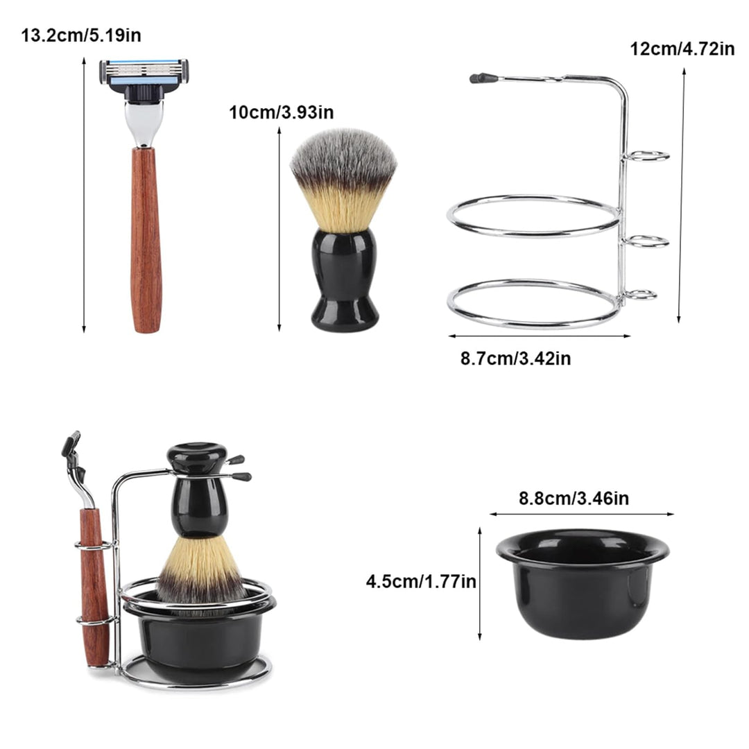 Manuelles Rasierer-Set mit Halter, Dachshaar, Rasierpinsel, Tasse, Rasierschale, Schaum, Herrenbart,