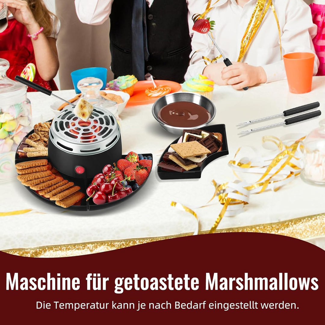 2-in-1 S'Mores Maker & Schokoladenfondue-Set, Elektrischer Marshmallow-Röster mit Temperaturregelung