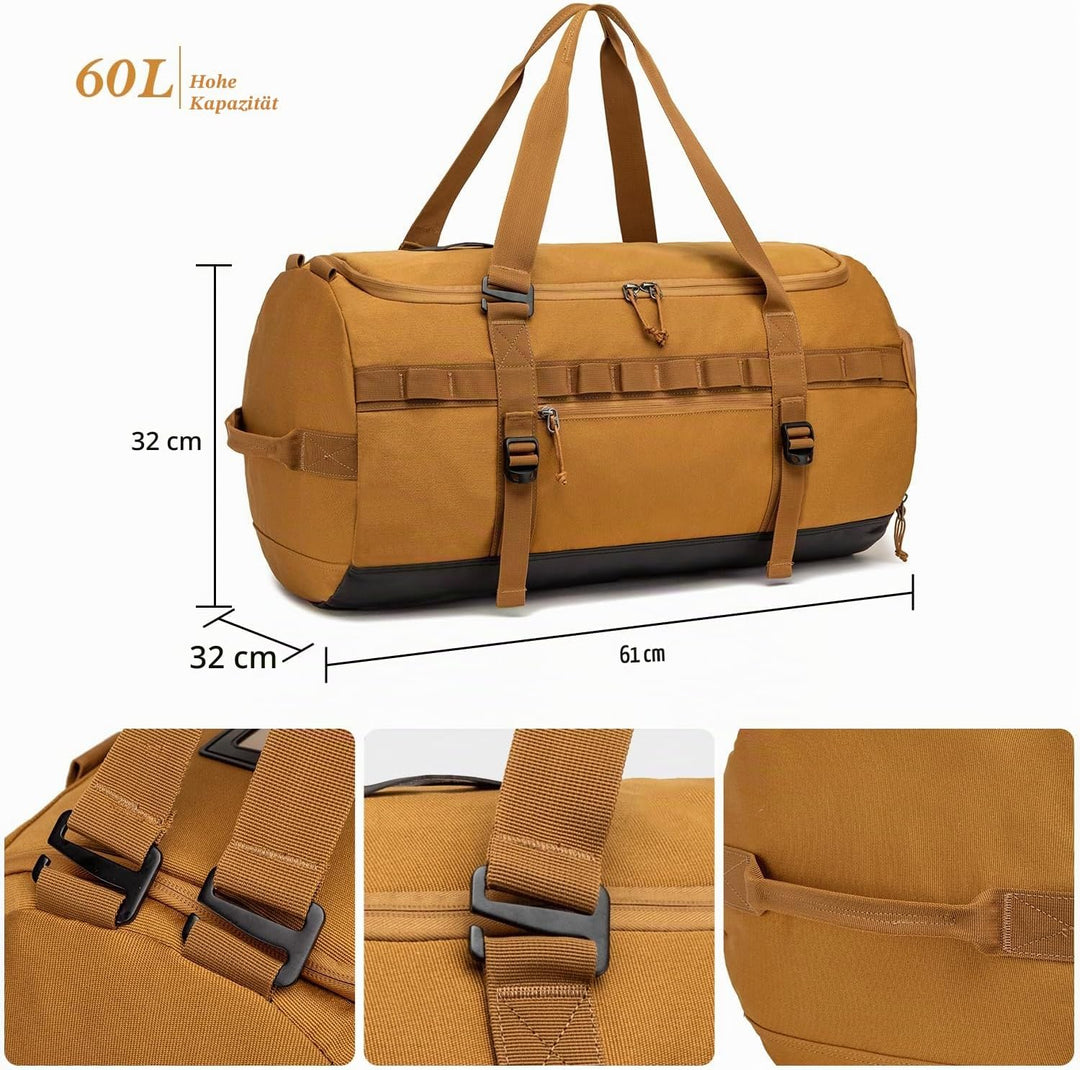Sporttasche &amp; Reisetasche 60L Gross Trainingstasche Herren Damen mit Schuhfach &amp; Rucksack-Funktion L