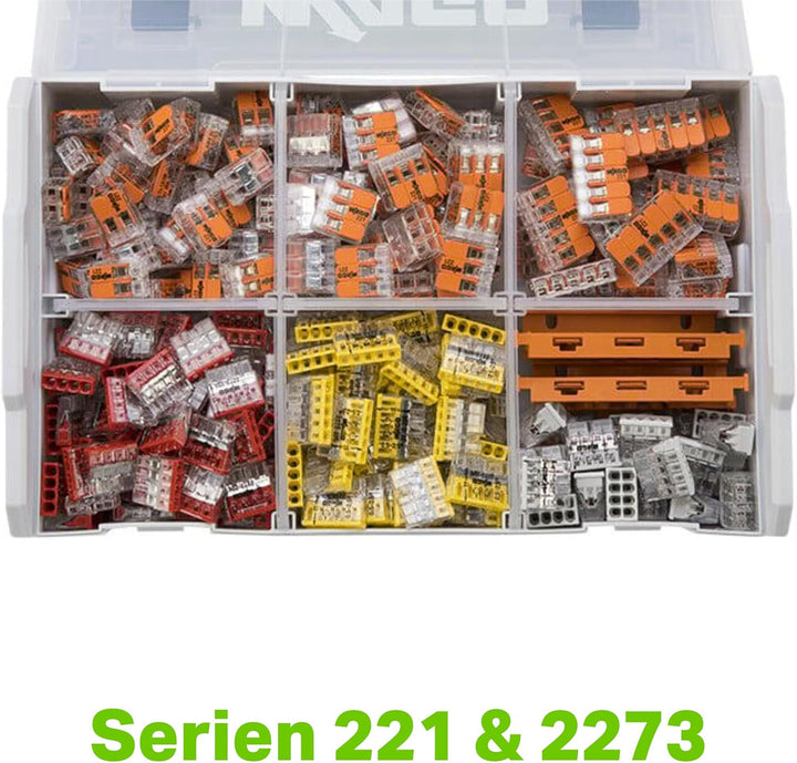WAGO® Original-Set, L-Boxx Mini, Verbindungsklemmen mit Hebel, Dosenklemmen, 887-955 (352 Teile) 887
