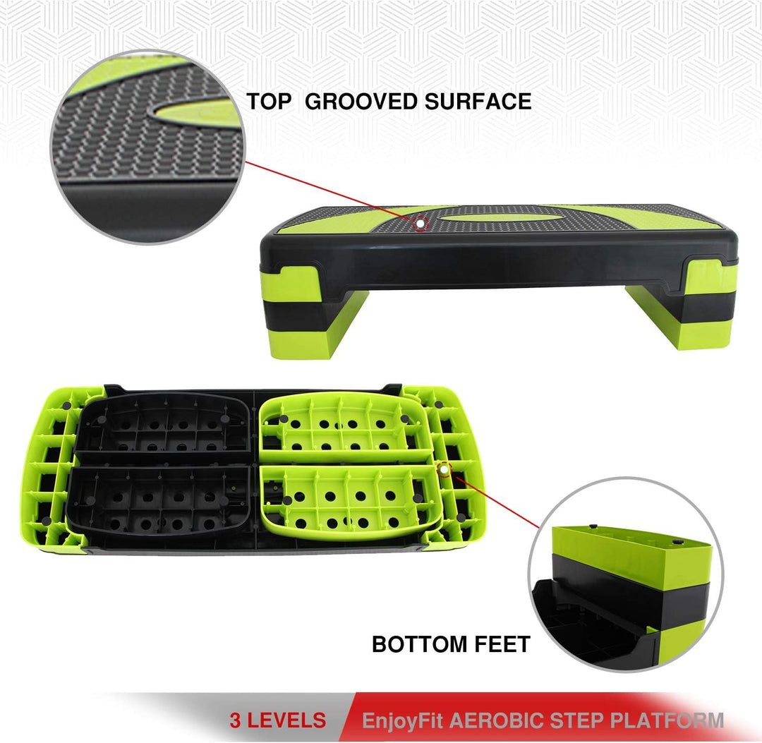 EnjoyFit Aerobic Steppbrett XL Premium Extra Gross Inkl. 3-Fach Höhenverstellbarer Stepper, 78 x 30