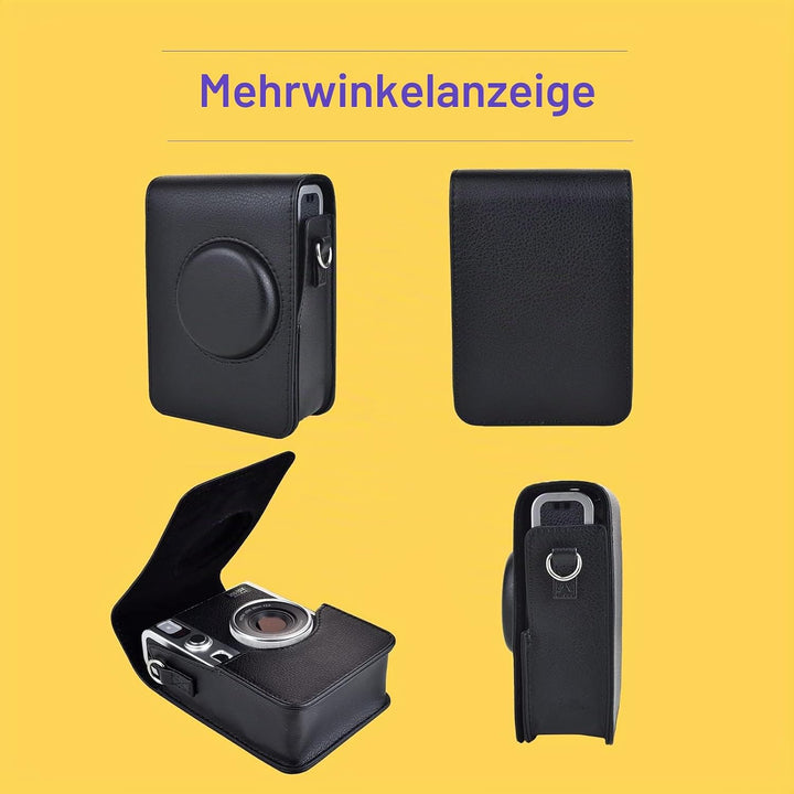 Rieibi Mini EVO Kameratasche, Vintage PU Leder Hülle Schutzhülle für Fujifilm Instax Mini EVO Sofort