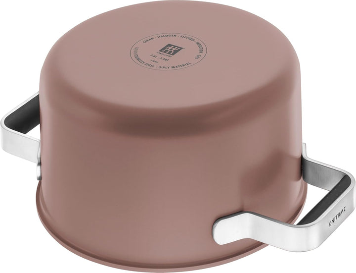 ZWILLING PURE Kochtopfset, 5-tlg, 18/10 Edelstahl, Keramik-Aussenbeschichtung, Stay-Cool-Griffe, Spü
