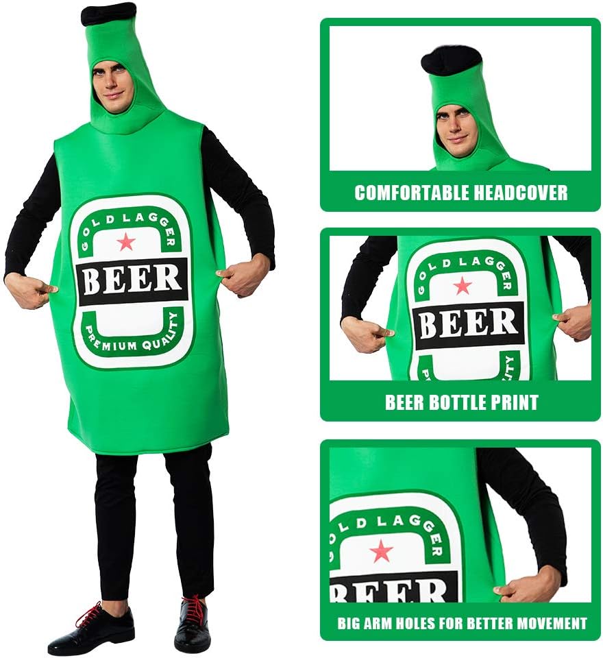 EraSpooky Unisex Bierflasche Kostüm Faschingskostüme Einteiler Halloween Party Karneval Fastnacht Kl
