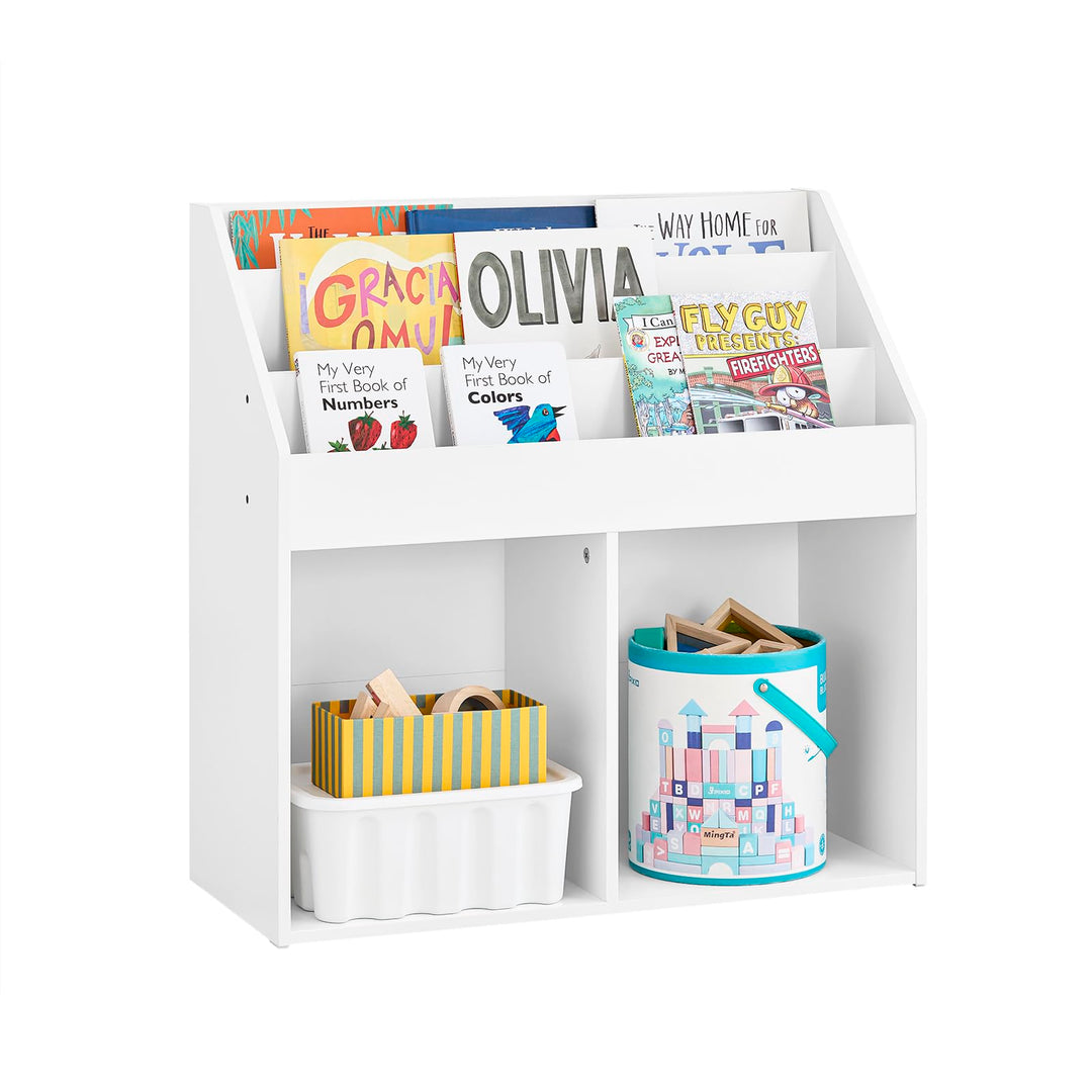 SoBuy Kinder Bücherregal Montessori Regal Kinderzimmer mit 3 Ablagefächern und 2 offenen Fächern Kin