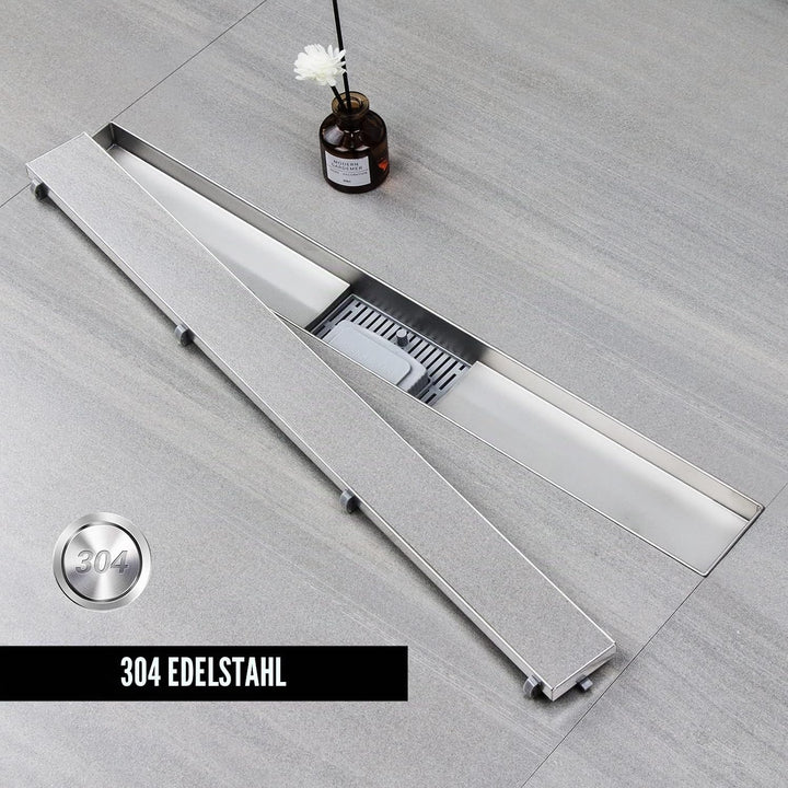 Duschrinne 30 cm, Befliesbar Duschrinne extra flach, Edelstahl | Edelstahl Bodenablauf Komplettset m