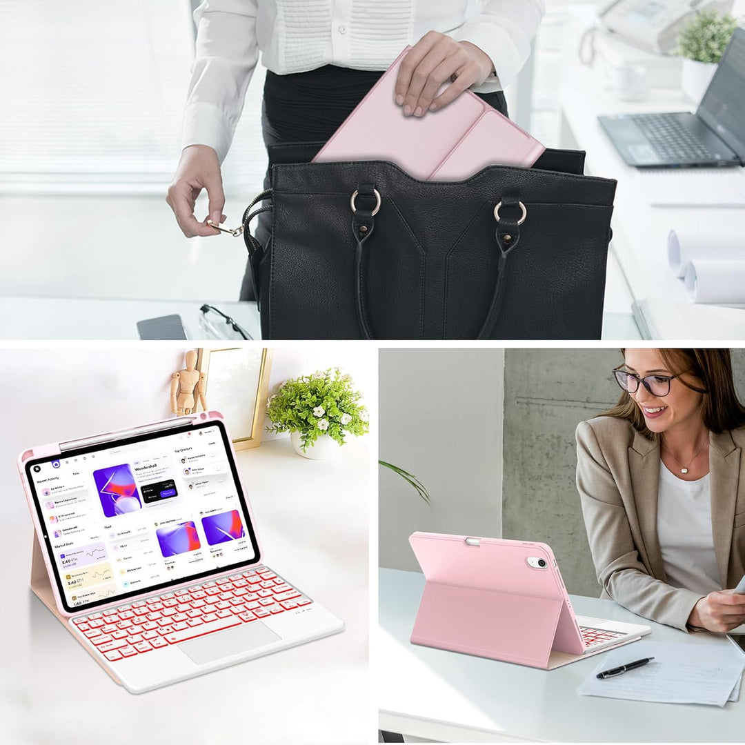 WINCHKING iPad 9 Generation Hülle mit Tastatur 10,2 Zoll für iPad 9/8/7 Gen - 7 Farben Beleuchtete K