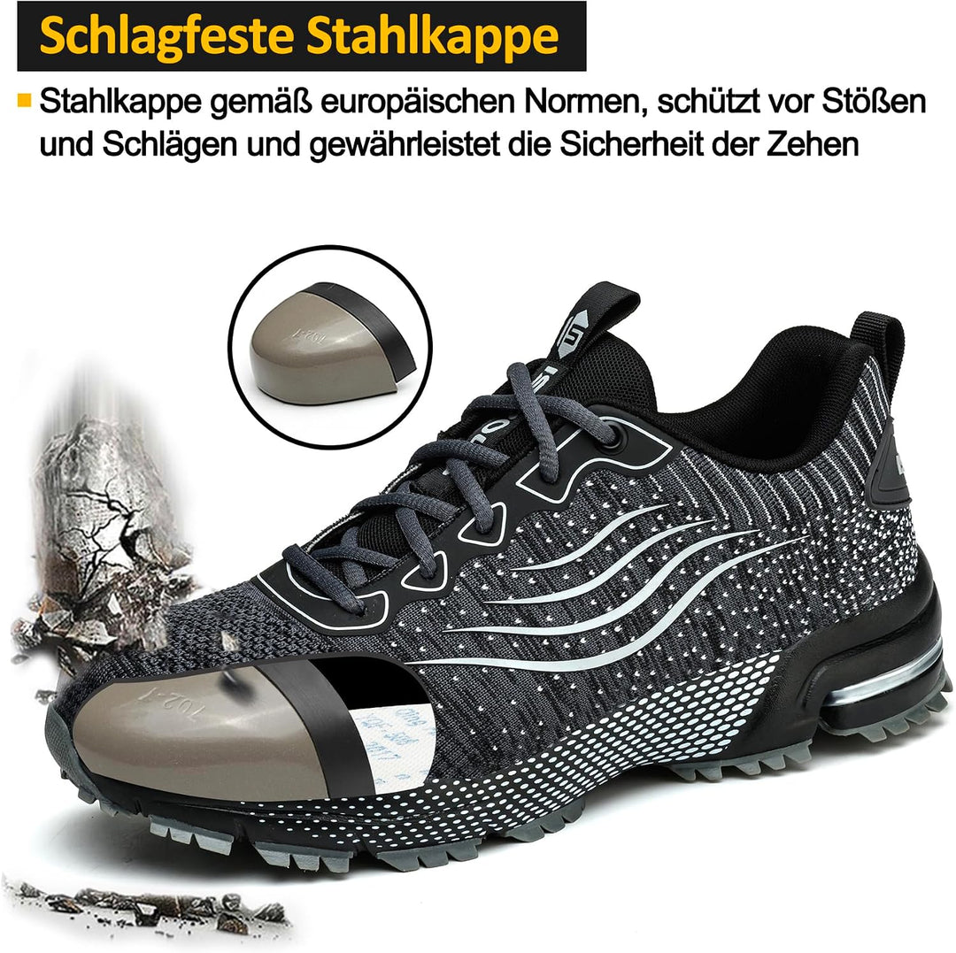 Arbeitsschuhe Herren Sicherheitsschuhe Damen Leicht Sportlich Stahlkappe mit Dämpfung Stahlkappensch