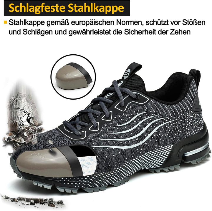 Arbeitsschuhe Herren Sicherheitsschuhe Damen Leicht Sportlich Stahlkappe mit Dämpfung Stahlkappensch