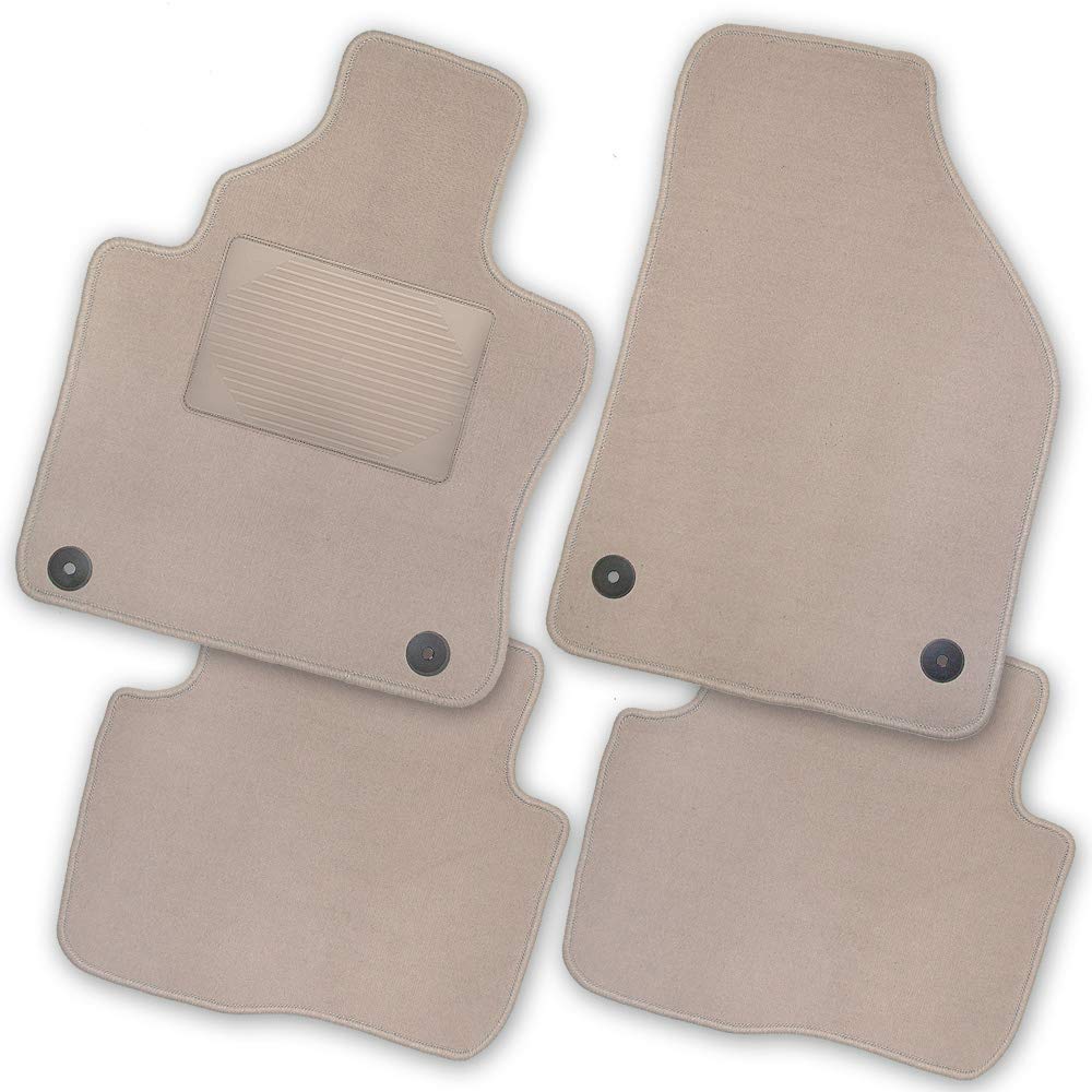Bär-AfC Auto Fussmatten Exklusiv passend für Skoda Fabia 2 5J 2007-2014, Autoteppiche Velours Beige,